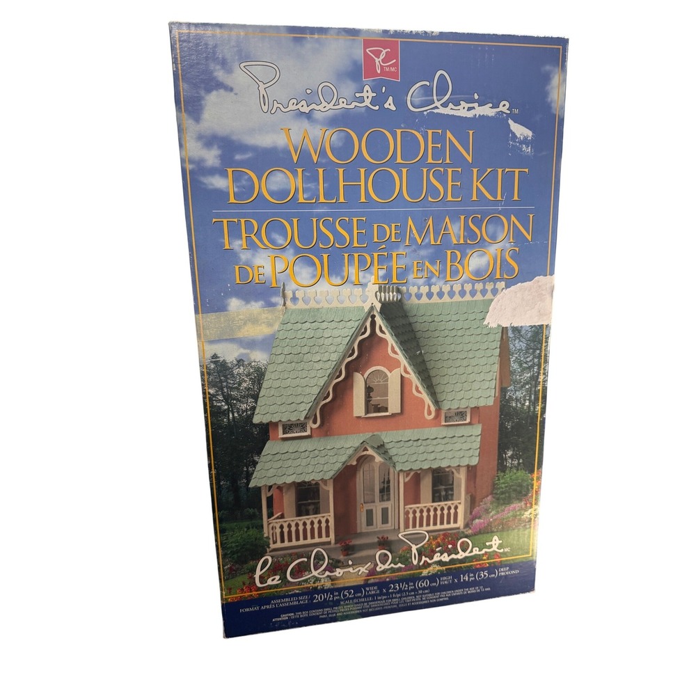 President's Choice Wooden Dollhouse Kit Victorian Cottage 1:12 Scale Vintage DIY